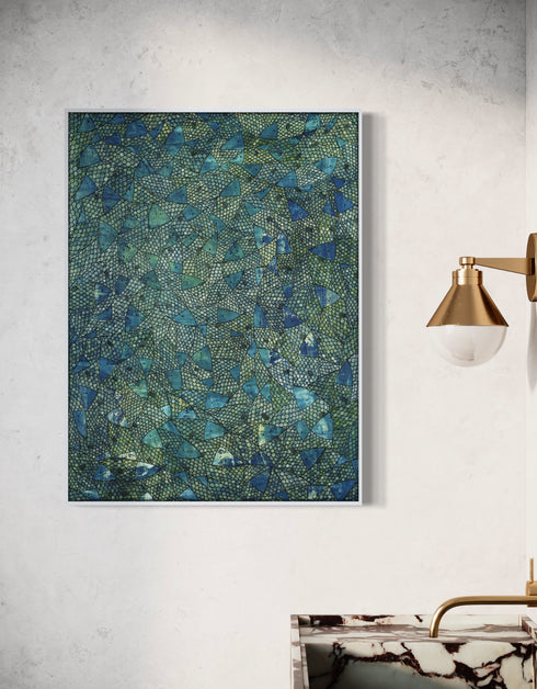 Blue Green Sardines | Framed Giclee Print on Canvas